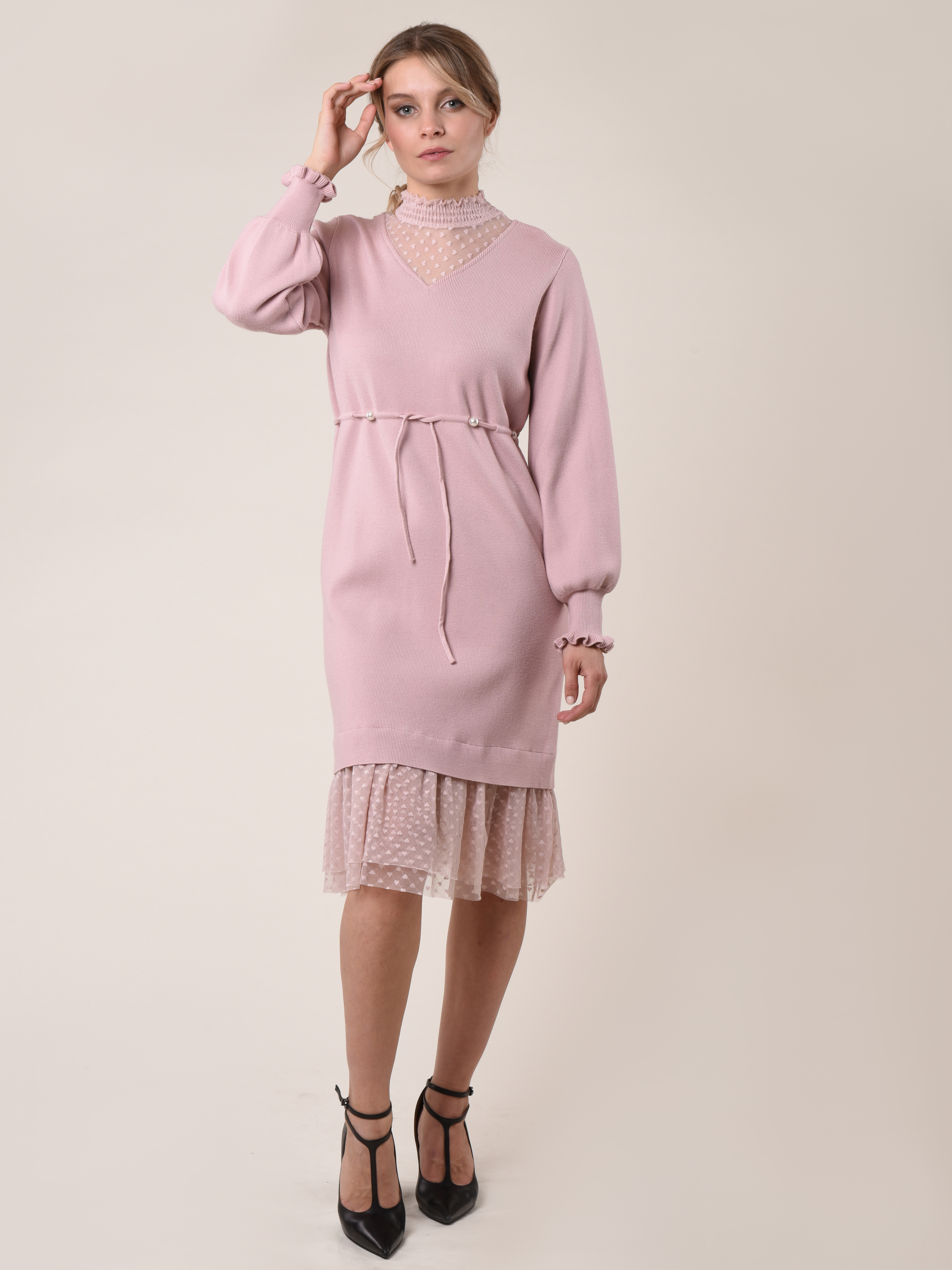 Купить Платье женское вязанное 22PLG06 розовый
