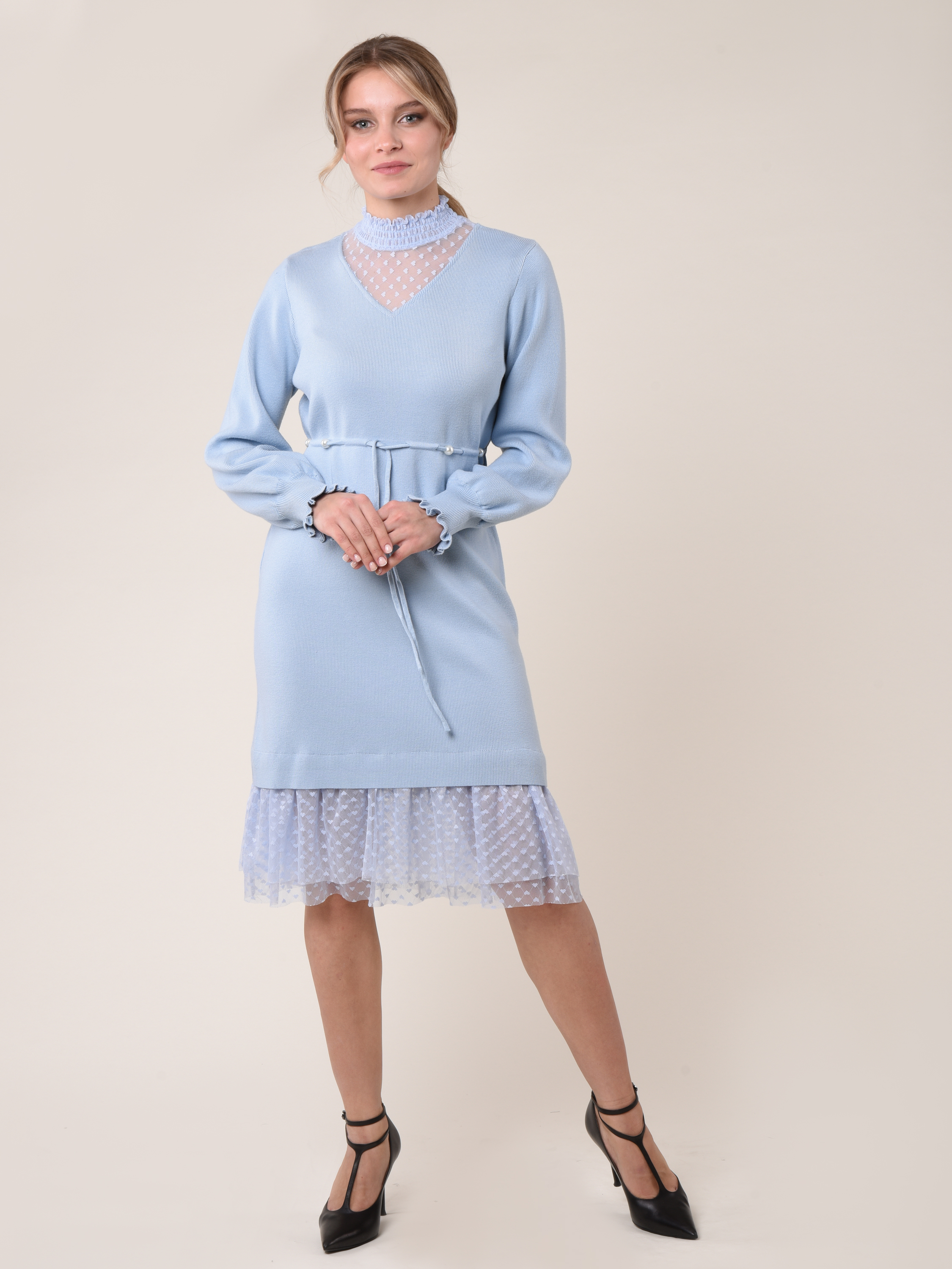 Купить Платье женское вязанное 22PLG06 голубой