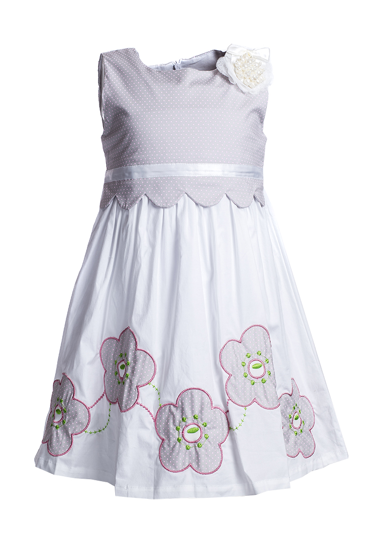 Купить Платье для девочки PL77 серо-белый