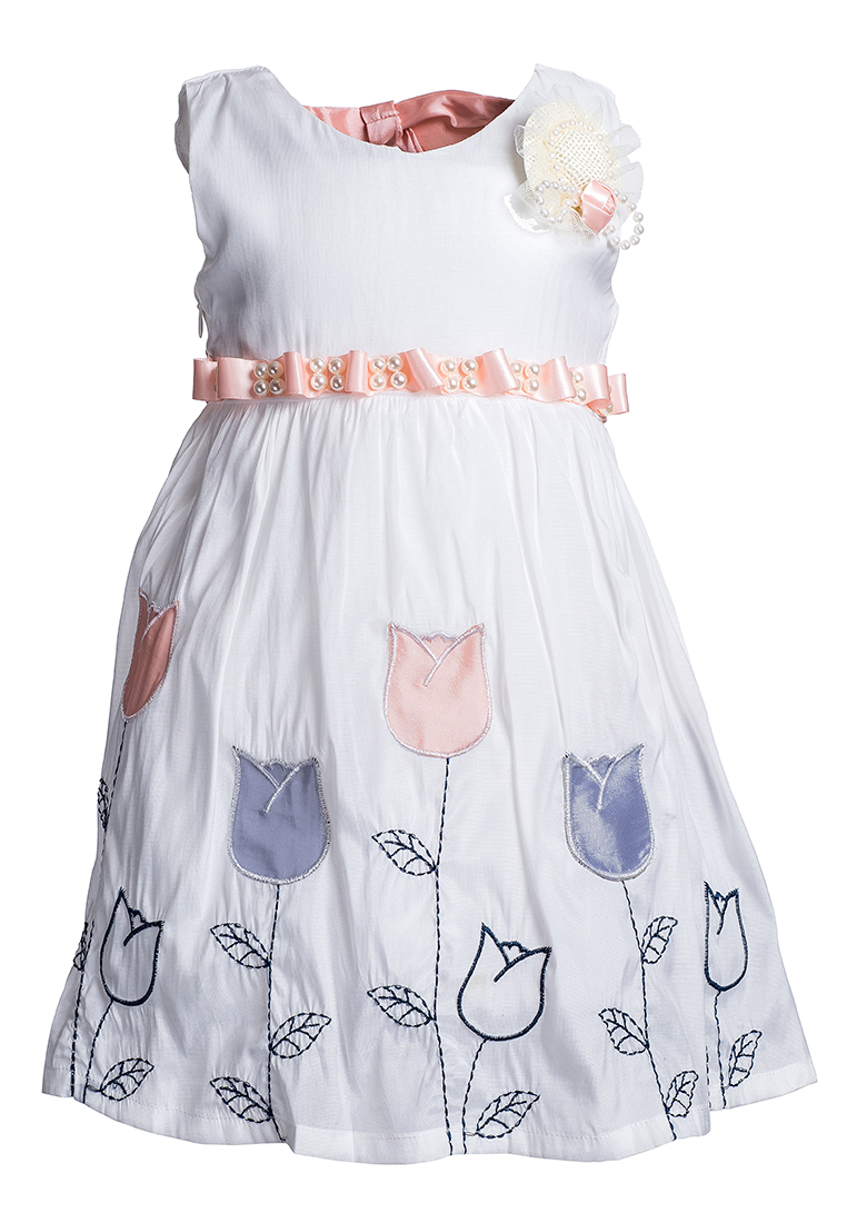Купить Платье для девочки PL68 бело-терракотовый